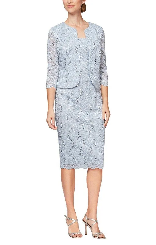Alex Evenings AE81122329 Short Lace Jacket Formal Dress Lace Bodycon Dress