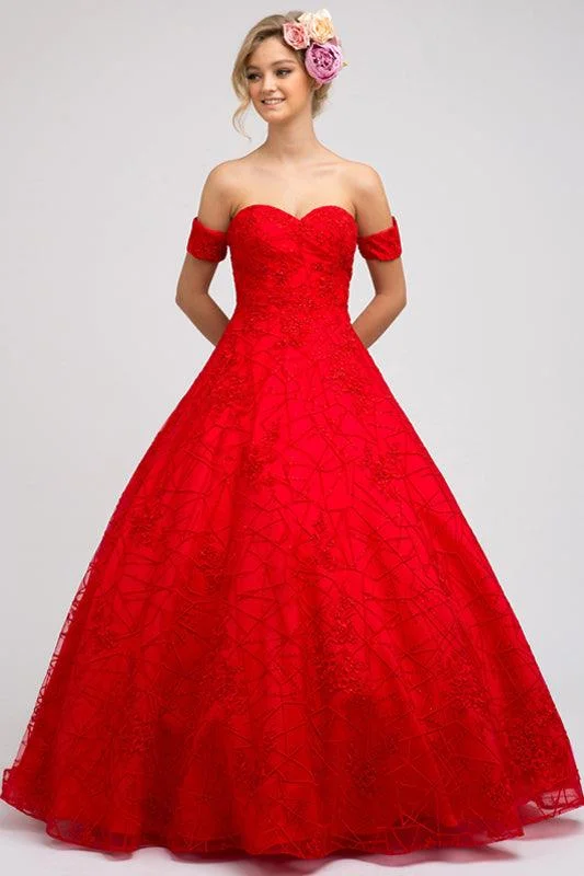 Quinceanera Prom Long Strapless Lace Ball Gown Modern Lace Dress