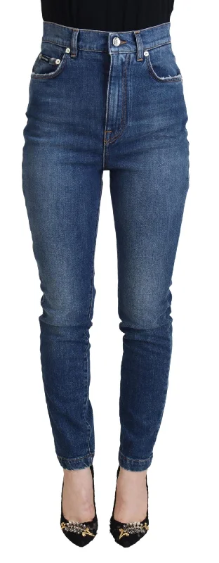 Elegant Blue Denim Pants - Tailored Fit