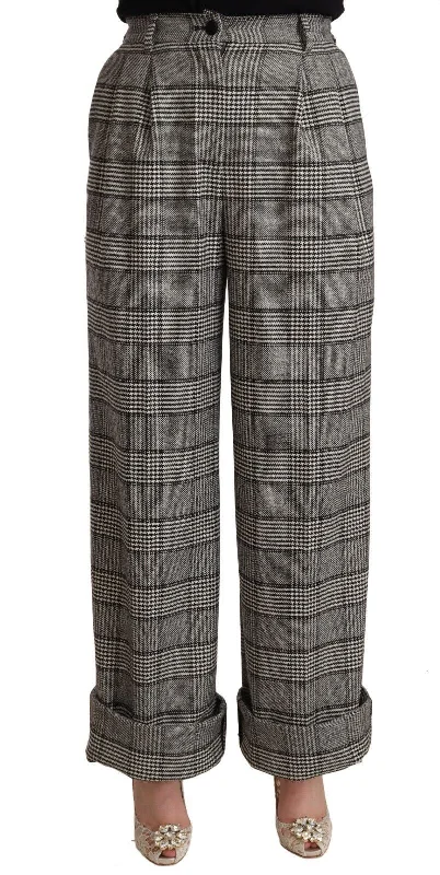 Dolce & Gabbana Elegant High Waist Straight Trousers In Grey