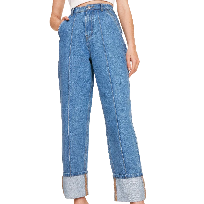 Lee Women's Seam Detail Turn Up High Waisted Jean