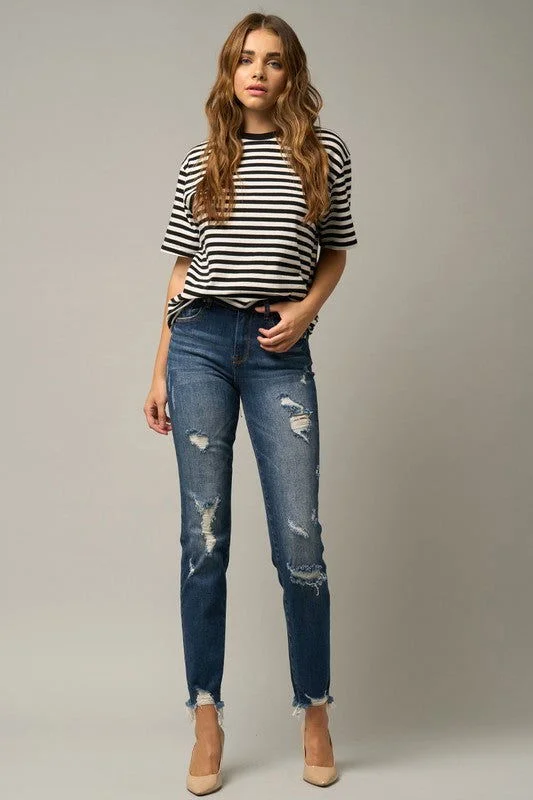 Insane Gene Distressed Slim Girlfriend Jeans