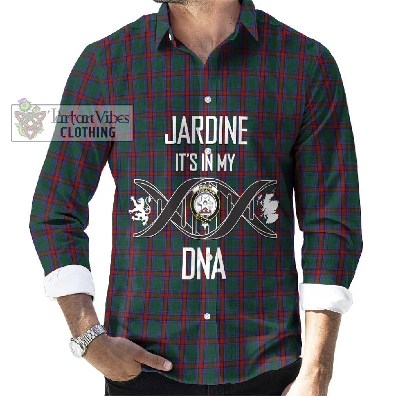 Jardine Dress Tartan Long Sleeve Button Shirt with Family Crest DNA In Me Style