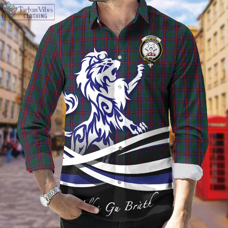 Jardine Dress Tartan Long Sleeve Button Up Shirt with Alba Gu Brath Regal Lion Emblem