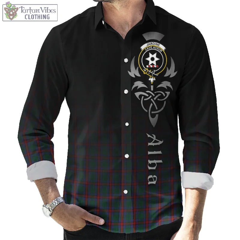 Jardine Dress Tartan Long Sleeve Button Up Featuring Alba Gu Brath Family Crest Celtic Inspired