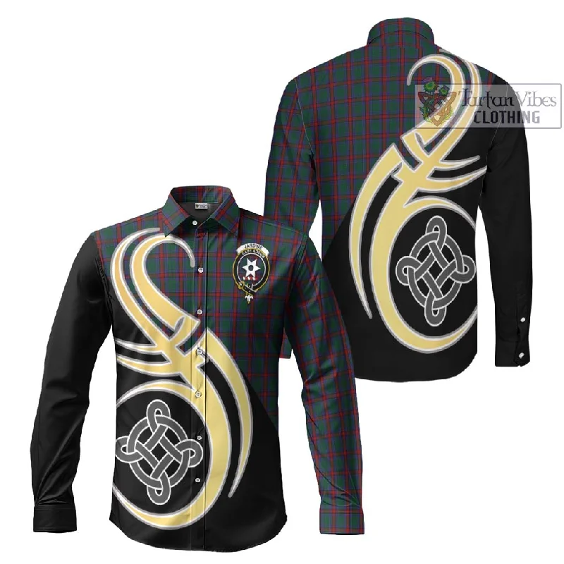 Jardine Dress Tartan Long Sleeve Button Shirt with Family Crest and Celtic Symbol Style