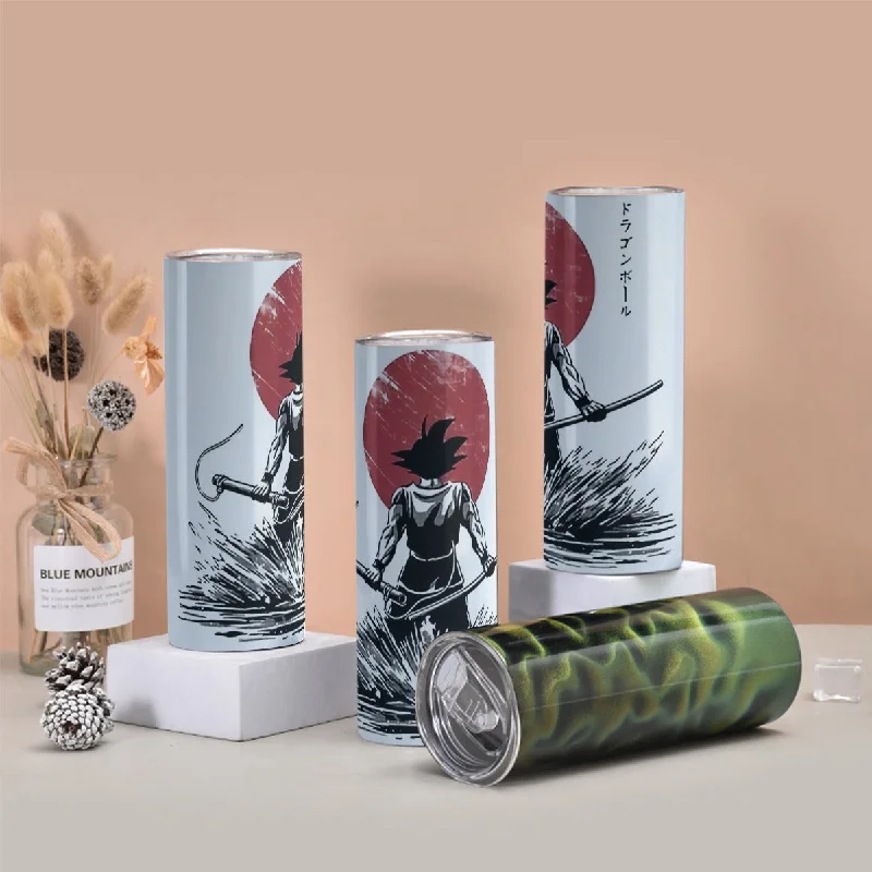 Goku With Red Moon Dragon Ball Tumbler with twinkle surface