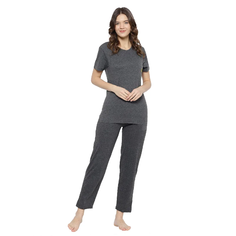 Vimal Jonney Grey Women's Night Suit Movie night pajama sets