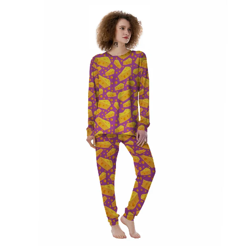 Cheese Holes And Purple Print Pattern Women's Pajamas Sexy pajama sets