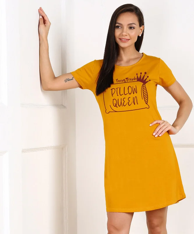 Womens Printed Halfsleeve Night  Dress - Pillow Queen Couple pajama sets