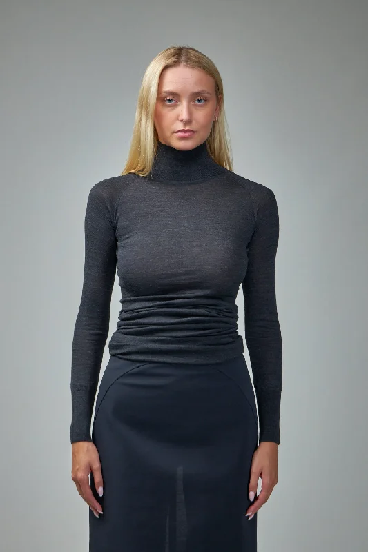 Draped L/S Body Sheer Wool Knit Christmas sweaters