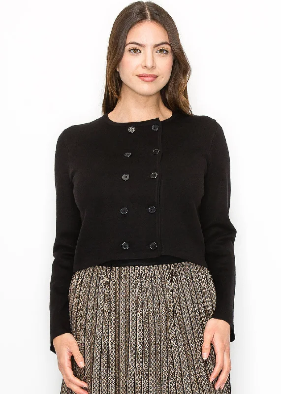 Black Double-Breasted Button Cardigan Men's wool sweaters discount