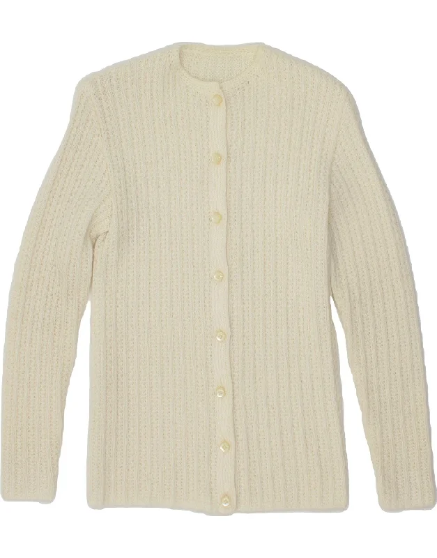 VINTAGE Womens Cardigan Sweater UK 4 XS Off White Best sweaters for layering