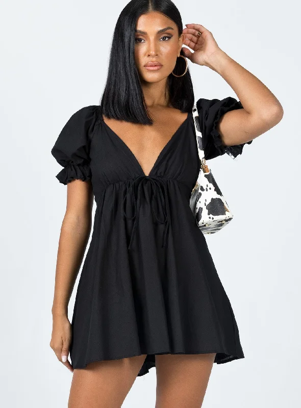 Blissful Mini Dress Black Off-shoulder mini dresses