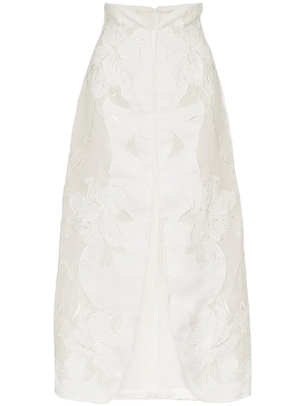 Corsage floral appliqué slit skirt Printed unclassified skirts