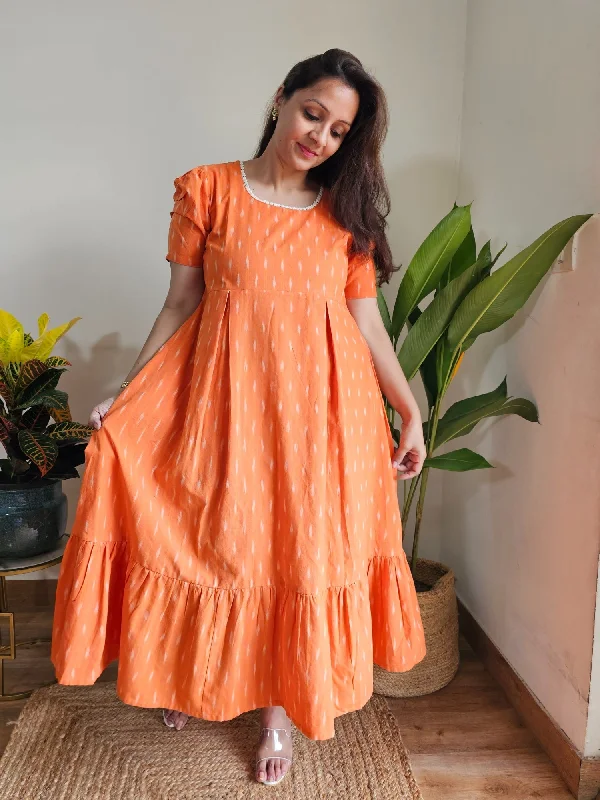 Anjana Orange Ikkat Midi Dress Hot new arrivals in midi dresses