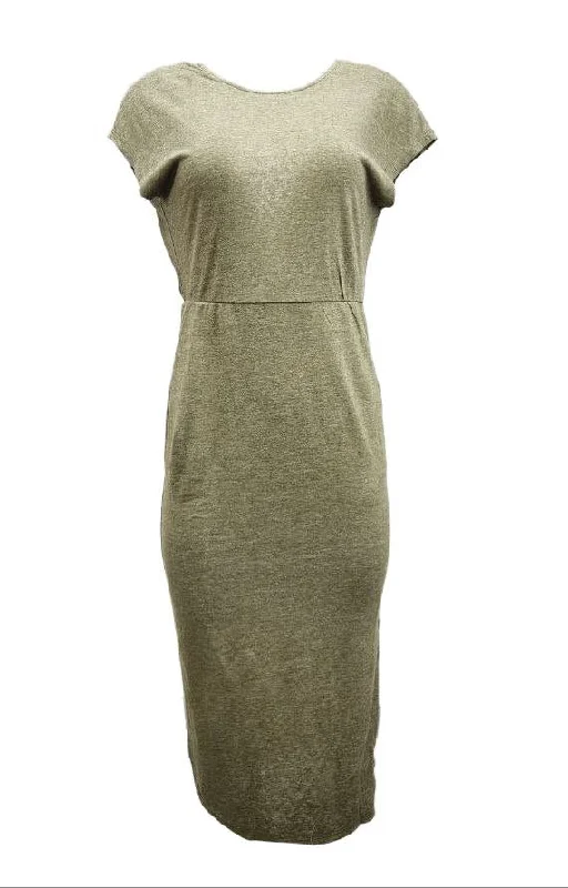 HoodLamb Women's Olive Knit V-Back Maxi Hemp Dress 420 NWT Wrap maxi dresses