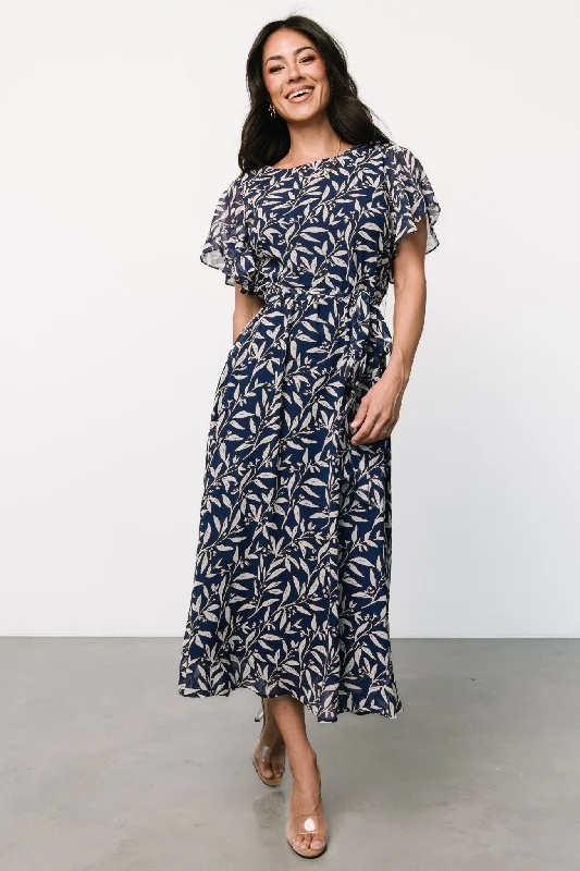 Laurel Midi Dress | Blue + Gray Floral Denim midi dresses