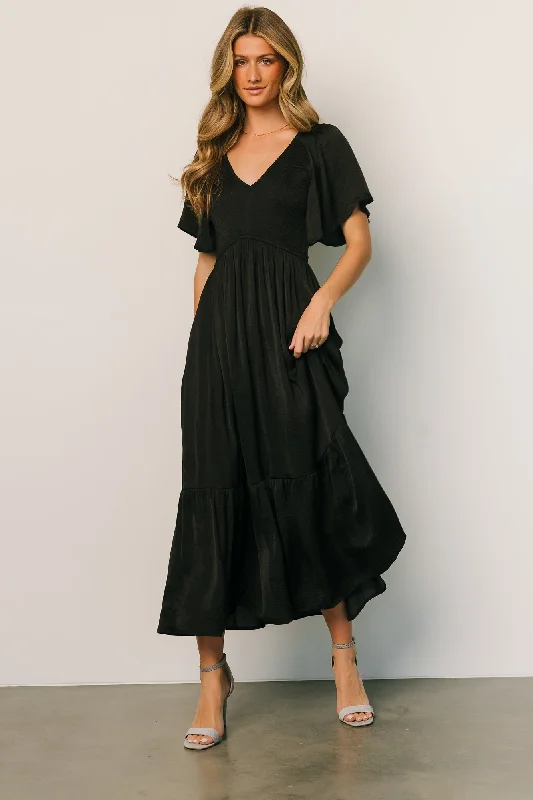 Lovell Smocked Midi Dress | Black High-end midi dresses