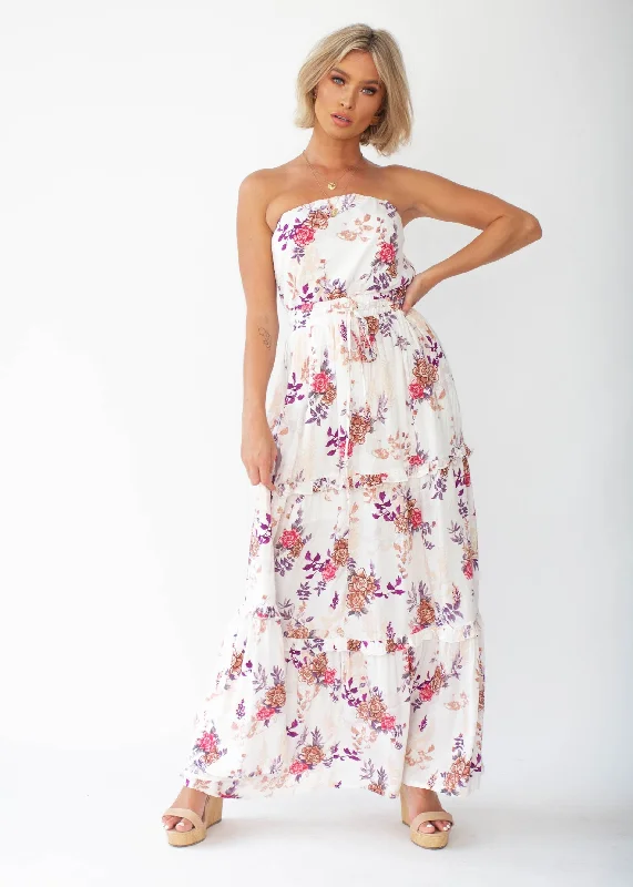 Lucina Strapless Maxi Dress - Floral Bliss Chiffon maxi dresses