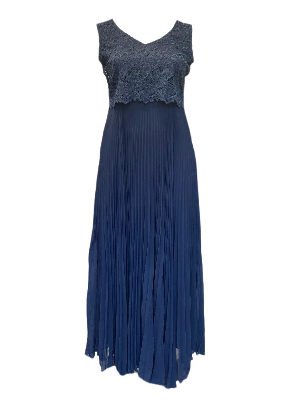 Marina Rinaldi Women's Navy Doris Pleated Maxi Dress Size 8W/17 NWT Street style maxi dresses