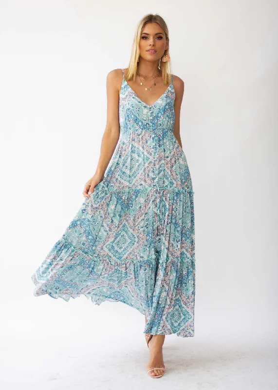 My Imagination Maxi Dress - Mint Paisley Y2K maxi dresses