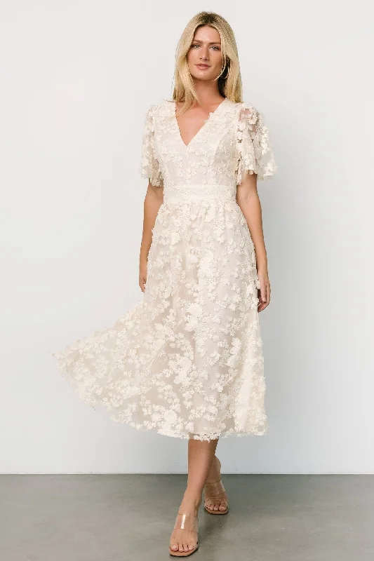 Sadie Embroidered Midi Dress | Vintage Cream Revolve midi dresses