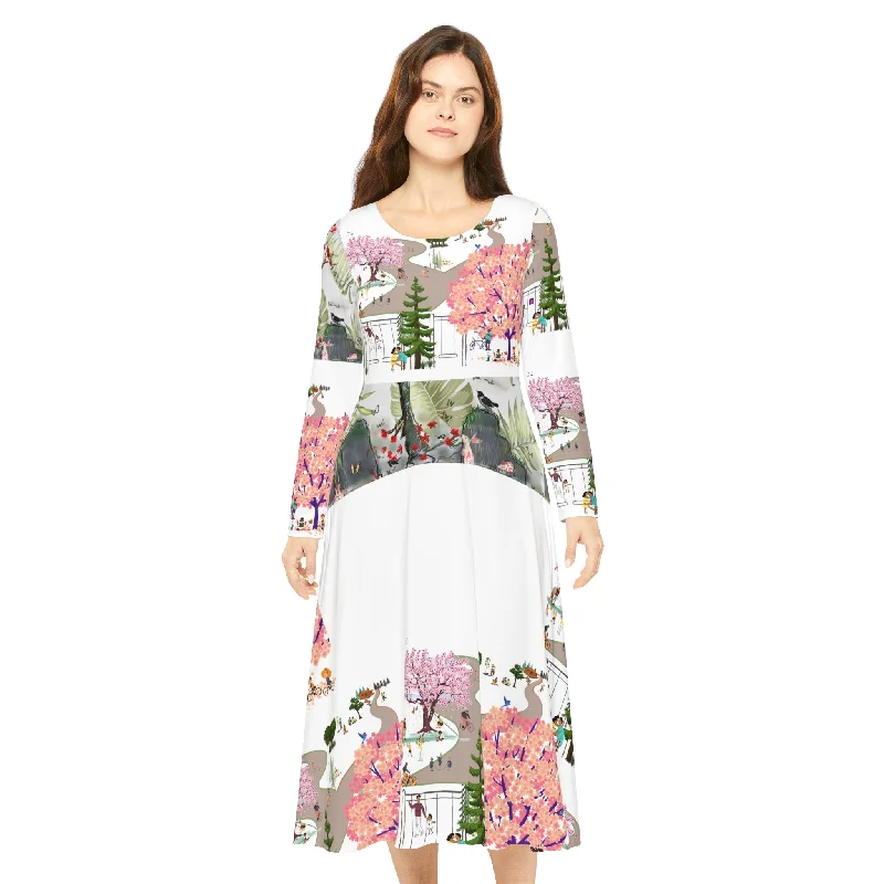 Women's Long Sleeve Dance Dress (AOP) BLOSSOM PARK Expensive maxi dresses