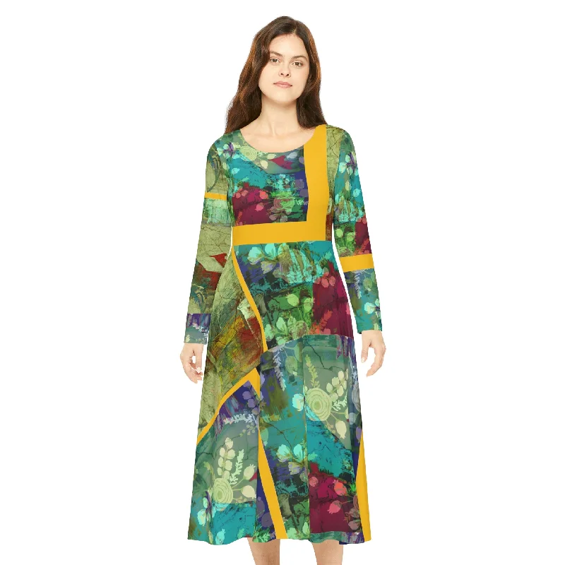 Women's Long Sleeve Dance Dress (AOP) TALLIE Trendy maxi dresses under $50