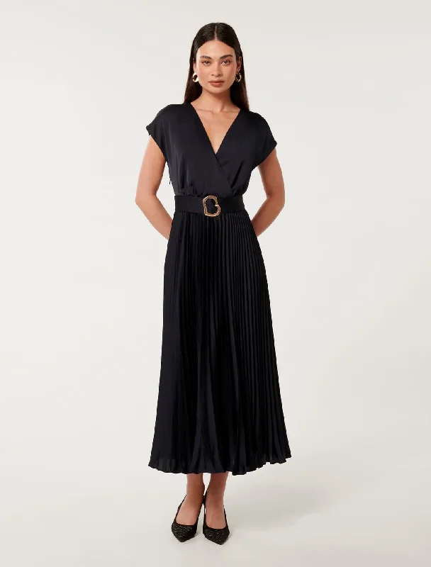 Cordelia Satin Wrap Midi Dress Button-front Midi Skirt