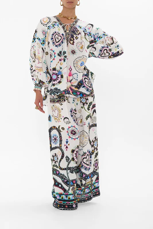 BLOUSON BLOUSE WITH NECK TIE NUBIAN WONDERLAND Breathable unclassified dresses
