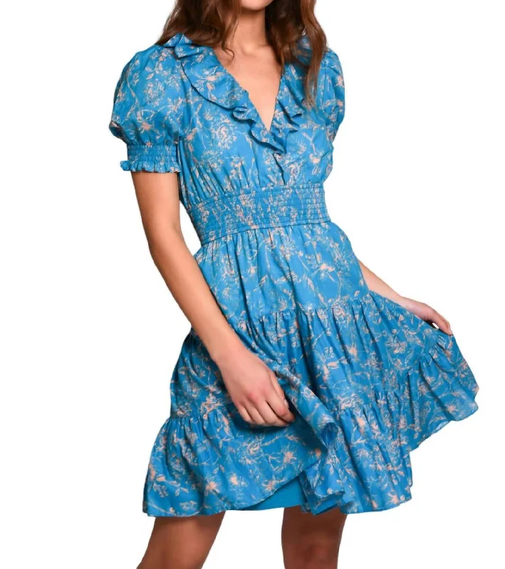 Gentry Dress In Scuba Blue Delicate Garden 119C Bodycon unclassified dresses