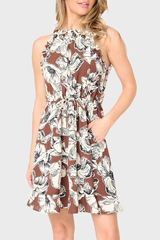 Khloe Ruffle Halter Dress In Dogwood Flower Print Chic unclassified dresses
