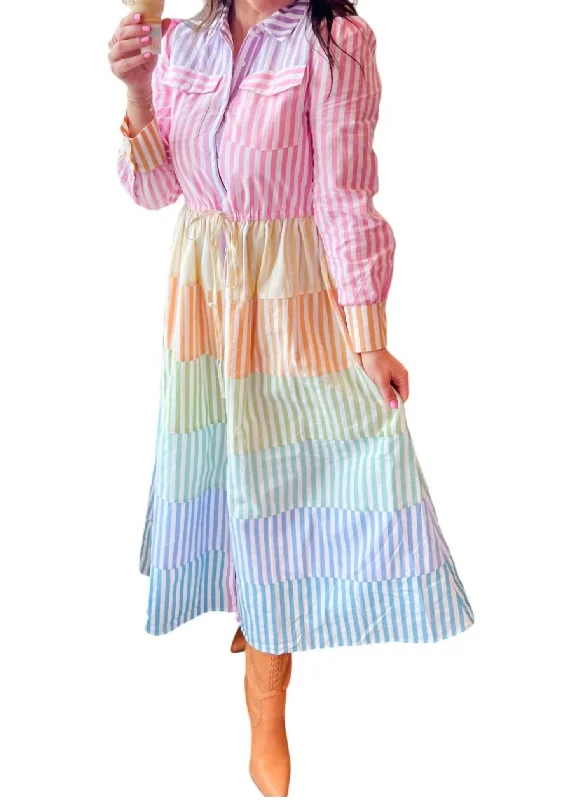 Moxie Stripe Dress In Multicolor Discounted unclassified dresses