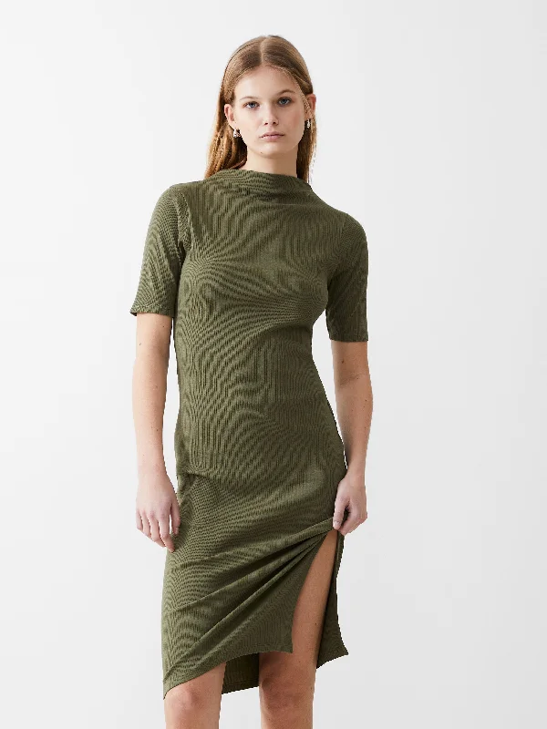 Rib Turtle Neck Dress Pastel unclassified dresses