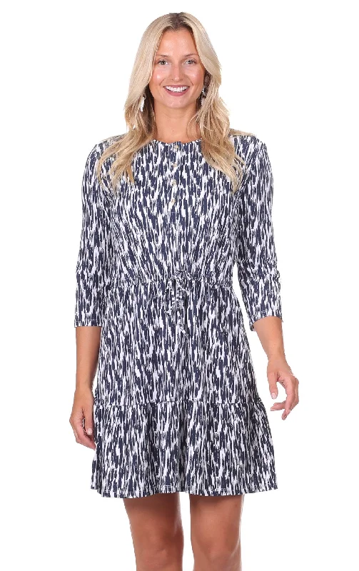 Stevie Dress in Navy Brush Print Sequin unclassified dresses