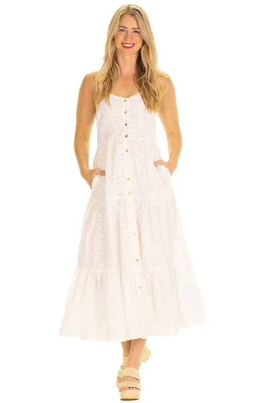 The Duxbury Dress in White Eyelet Corset unclassified dresses